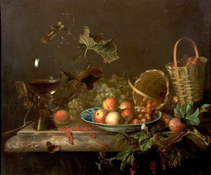 ワイングラス入りフルーツピース、1692 作： Barend or Bernardus van der Meer