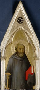 聖人、1340年頃（ポプラの木のテンペラ） 作： Barna da Siena