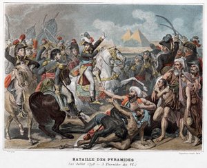 ピラミッドの戦い : 1798年エジプトでのナポレオン・ボナパルト（エングレーヴィング） 作： Baron Antoine Jean (after) Gros