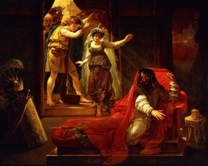 ダビデはサウル王のためにハープを演奏し、 作： Baron Antoine Jean Gros
