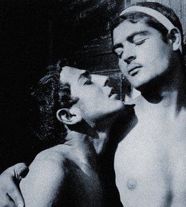 2つの男性のヌードの研究、シチリアc.1898（セピア写真） 作： Baron Wilhelm von Gloeden