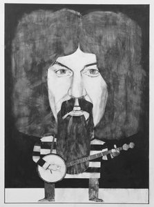 ビリーコノリーの肖像画、リスナー向けイラスト、1970年代（ガッシュ、船上） 作： Barry Fantoni