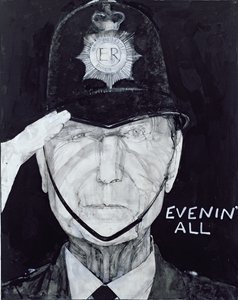 Dixon of Dock Greenとしてのジャックワーナーの肖像画、The Listenerのイラスト、1970年代（ガッシュ、船上）