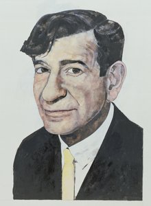 ウォルターマッタウの肖像、デイリーミラーカラーサプリメントのイラスト、1964年（船上グワッシュ） 作： Barry Fantoni