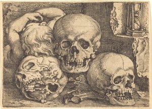 3 つの頭蓋骨を持つ子供 作： Barthel Beham