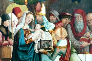 ドイツ語：聖母マリアの場面が描かれたフラウエン教会の旧主祭壇の翼 ヴェルザー祭壇：聖母マリアとイエスの神殿での奉献像 作： バーセル・ベハム