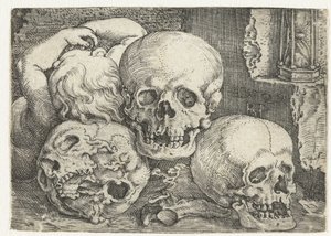 3 つの頭蓋骨を持つ子供 作： Barthel Beham