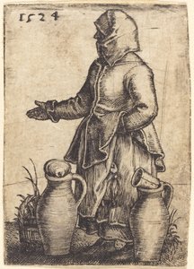 2 つの水差しを持つ農民の女性 作： Barthel Beham