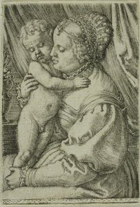 聖母子と花瓶 作： Barthel Beham