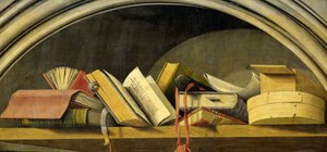 ニッチな本のある静物、1442-45 作： Barthelemy dEyck