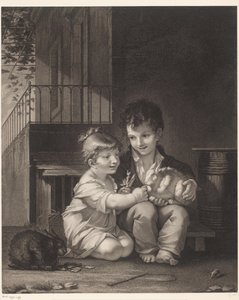 ウサギと二人の子供 mange mon petit, マンジュ 作： Barthélémy Joseph Fulcran Roger