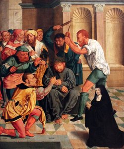 独: Dornenkrönung Christi mit kniender Benediktinerin als Stifterin 茨の冠を戴くキリストと跪くベネディクト会修道女（寄贈者