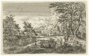 男と少年のいる風景 作： Bartholomäus Ignaz Weiss (attributed to)