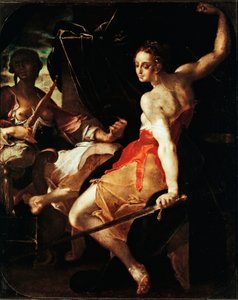 正義と思慮深さのアレゴリー バルトロメウス・スプランゲル（1546-1611）による絵画 1599-1600年頃 日。131x106 cm パリ、ルーヴル美術館 作： Bartholomaeus Spranger