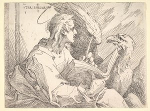 聖ヨハネ福音伝道者、ca。 1596。 作： Bartholomaeus Spranger