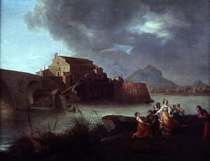 モーゼの発見」（油彩・パネル） 作： Bartholomeus Breenbergh