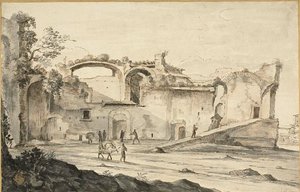 廃墟の前の旅人たち 作： Bartholomeus Breenbergh