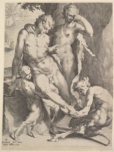 サテュロスの足からとげを取り除くオレッド、1590 作： Bartholomeus Spranger