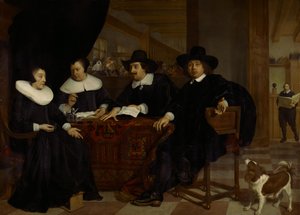 スピンハウスの男性理事2名と女性理事2名 作： Bartholomeus van der Helst