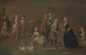 ウヴェデール トムキンズ プライス 1685-1764 とその家族、おそらく 1730 年代初期。