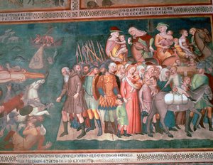 紅海を渡るイスラエル人のフレスコ画、14 世紀 作： Bartolo di Fredi