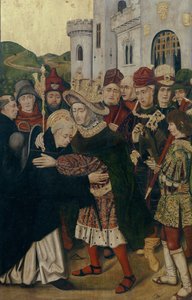 カスティーリャのフェルディナンド1世は、1478年から1480年にかけて、サイロの聖ドミニクを迎えました 作： Bartolomé Bermejo