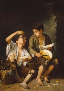 ドイツ語：ブドウとメロンを食べる少年たち
