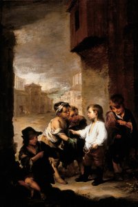 ビジャヌエバの聖トマスが服を乞食の少年たちに分けている 作： Bartolomé Esteban Murillo