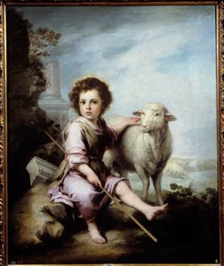 善き牧者 バルトロメ・ムリーリョ（1618-1682）の絵画 17世紀 日。1,23x1,01 m マドリッド、プラド美術館 - 「良き羊飼い」。バルトロメ・ムリーリョ(1618-1682)の絵画 17世紀1.23×1.01 m マドリッド、プラド美術館