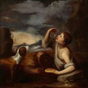 Espanjalainen poika ja koira (öljy kankaalle) 作： Bartolome Esteban (attr. to) Murillo