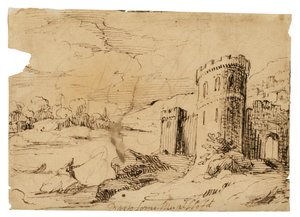 城の近くの漁師と川の風景 作： Bartolomé Esteban Murillo