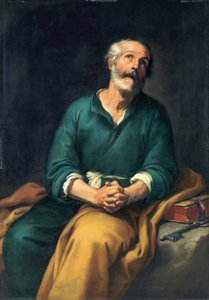 聖ペテロの涙 - バルトロメ・エステバン・ムリーリョ (1617-1682) の絵画 キャンバスに油彩で涙を流す聖ペテロ c. 1655 ビルバオ美術館 148x104 作： Bartolomé Esteban Murillo