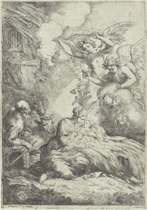 天使とのキリスト降誕 作： Bartolomeo Biscaino
