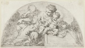若い洗礼者ヨハネと聖家族 作： Bartolomeo Biscaino
