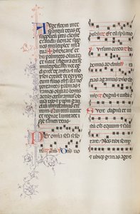 Missale：Fol。 111v、1469年のパームサンデー典礼の一部として音楽が含まれています。 作： Bartolomeo Caporali
