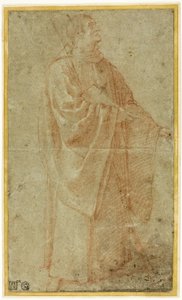 本と杖を持って立っている僧侶 作： Bartolomeo Cesi