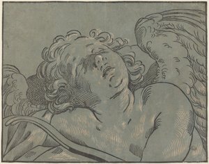 眠るキューピッド 作： Bartolomeo Coriolano after Guido Reni