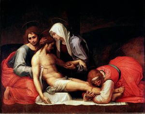 Deposition Painting by Bartolomeo della Porta dit Fra Bartolomeo (1472-1517) Dim. 158x199 cm Florence, Palazzo Pitti, Galleria Palatina - フラ・バルトロメオことバルトロメオ・デッラ・ポルタ(1472-1517)作の「Deposition」。木に油彩 作： Bartolomeo Fra