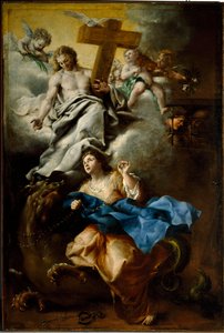 コルトーナの聖マルガリータ (マルゲリータ ダ コルトーナ) の恍惚、バルトロメオ グイドボノ (1654-1709) によるフランシスコ会の絵画 Genes、Musei di Strada Nuova (ex Palazzo Bianco) 作： Bartolomeo Guidobono