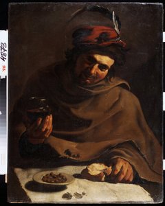 朝食（朝食）。 バルトロメオ・マンフレディ (1587-1622) の絵画。 キャンバスに油彩。 イタリアの芸術、バロック様式。 州立美術館、ハリコフまたはハリコフ、ウクライナ。 作： Bartolomeo Manfredi