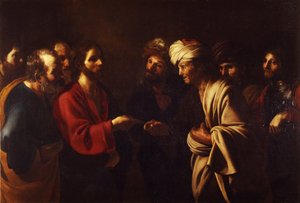 トリビュートマネー、c。 1615 作： Bartolomeo Manfredi