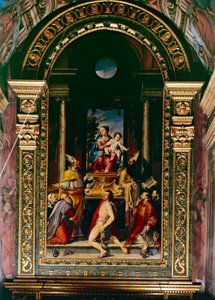 聖アントニウスを戴く聖母子（油彩・パネル 作： Bartolomeo Passarotti