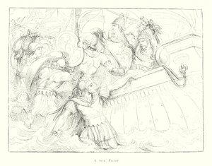 海の戦い（リトグラフ） 作： Bartolomeo Pinelli