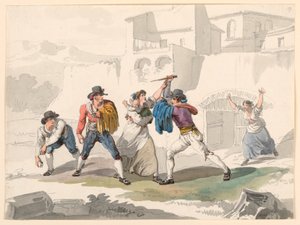 素描『チボリの家庭内紛争』1807-08年 作： バルトロメオ・ピネリ