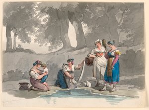 素描、ローマ近郊の山の小川にて、1807-08年 作： バルトロメオ・ピネリ