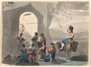 素描《チボリのアヴェ・マリア》1807-08年 作： バルトロメオ・ピネリ