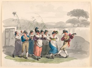 素描『サルタレッロ・ロマーノ』、ローマ近郊の農民の踊り、1807-08年 作： バルトロメオ・ピネリ