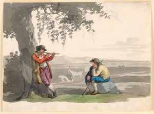 素描《カンパーニャの二羊飼い》1807-08年 作： バルトロメオ・ピネリ