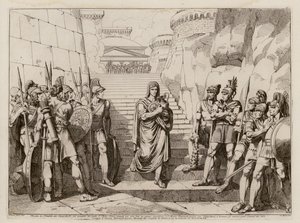 生贄を捧げに行く途中、ガリア人を素通りするガイウス・ファビウス・ドルスオ（紀元前390年）（銅版画 作： バルトロメオ・ピネリ