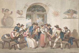 ローマの宿屋の内部、1817年、1817年。 作： Bartolomeo Pinelli